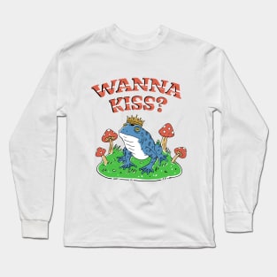 Wanna Kiss Frog Design Long Sleeve T-Shirt